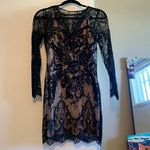Sheer black/nude mini dress from Express size 0